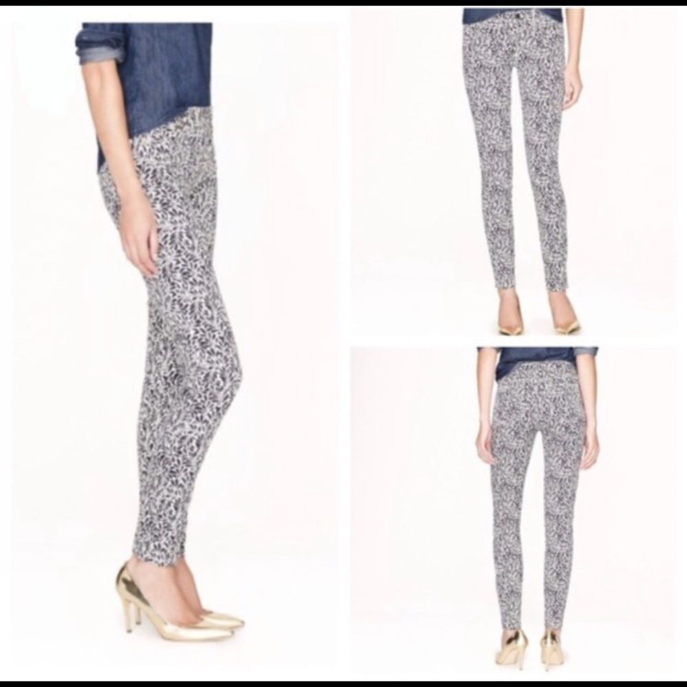 J. Crew Fern Print Mid-rise Toothpick Jeans